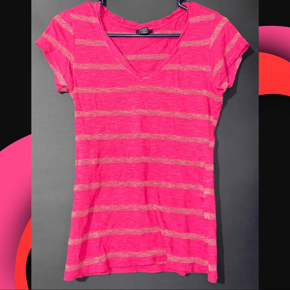 Rue 21 shirt with rainbow glitter stripes